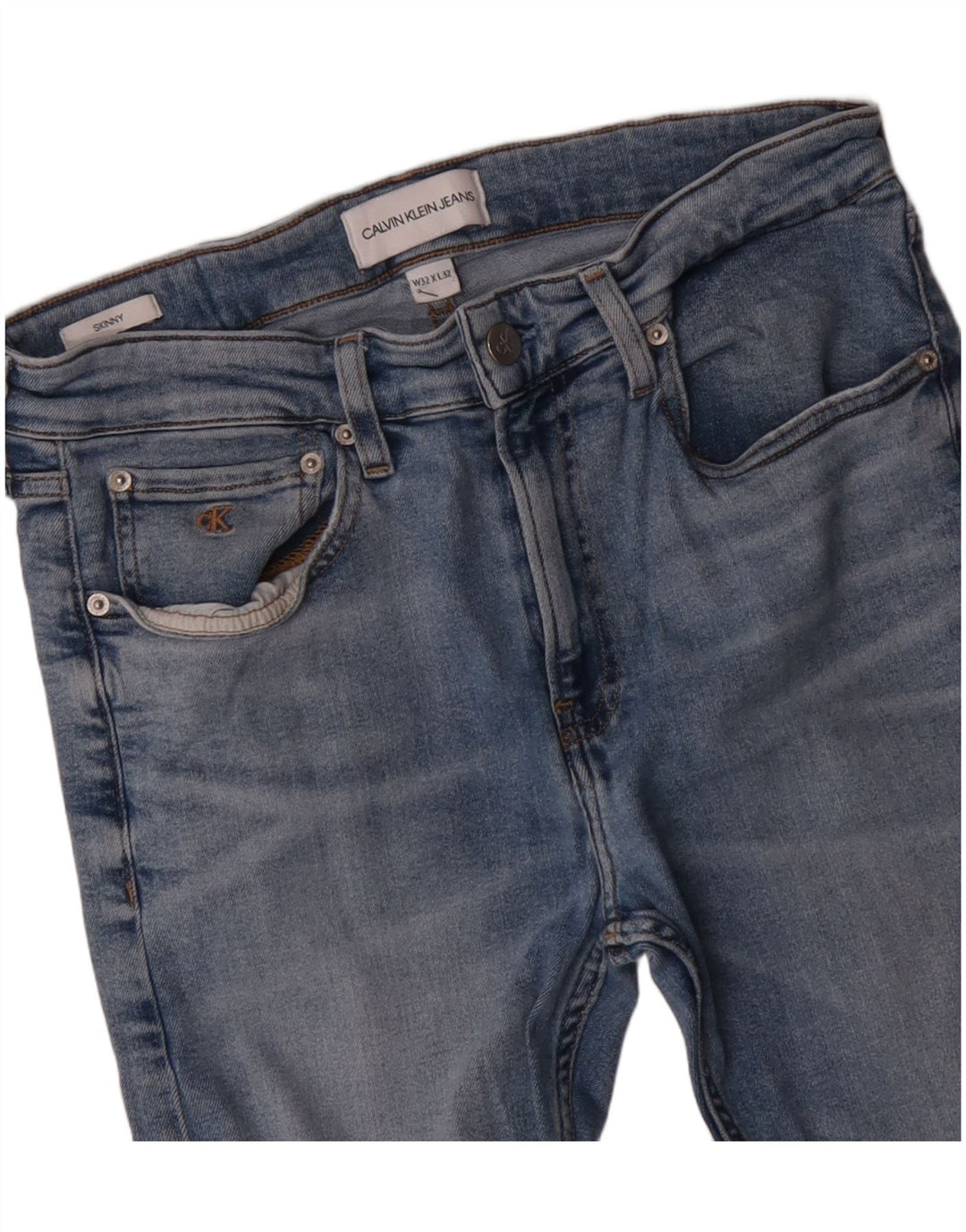 CALVIN KLEIN Dame Skinny Jeans W32 L32 Blå Bomuld