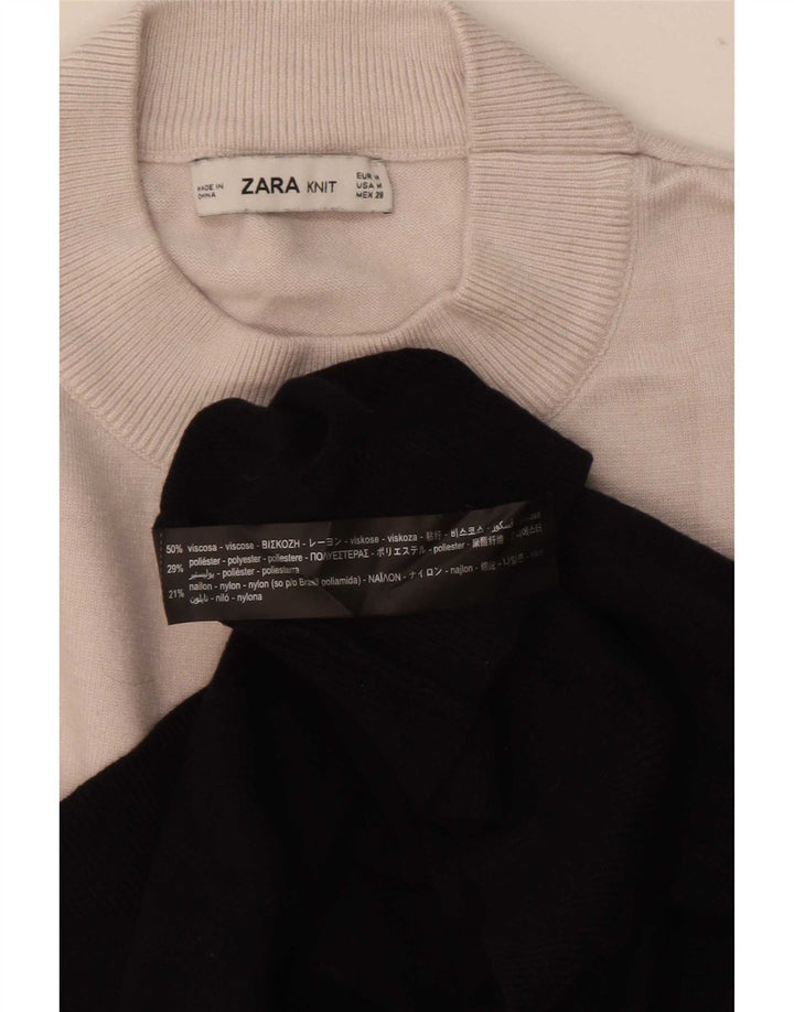 Zara Dame Turtle Neck Sweater UK 14 Medium Black Colourblock