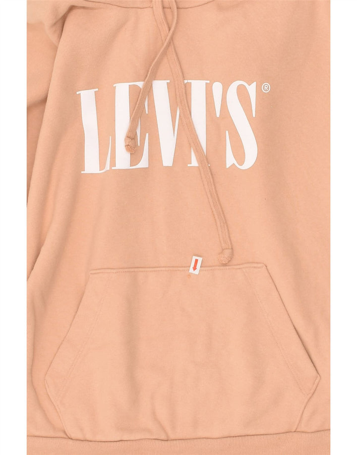 LEVI'S Womens Oversized Graphic Hoodie Jumper UK 6 XS Beige Cotton | Vintage Levi's | Thrift | Second-Hand Levi's | Used Clothing | Messina Hembry 