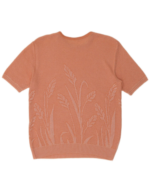 Vintage Kvinders Grafisk Boat Neck Jumper Sweater UK 14 Large Pink Floral