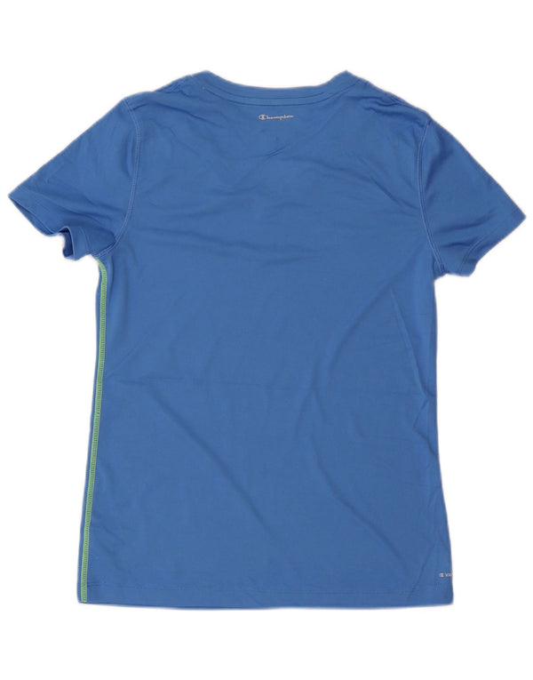 CHAMPION Dame T-Shirt Top UK 14 Medium Blue Polyester