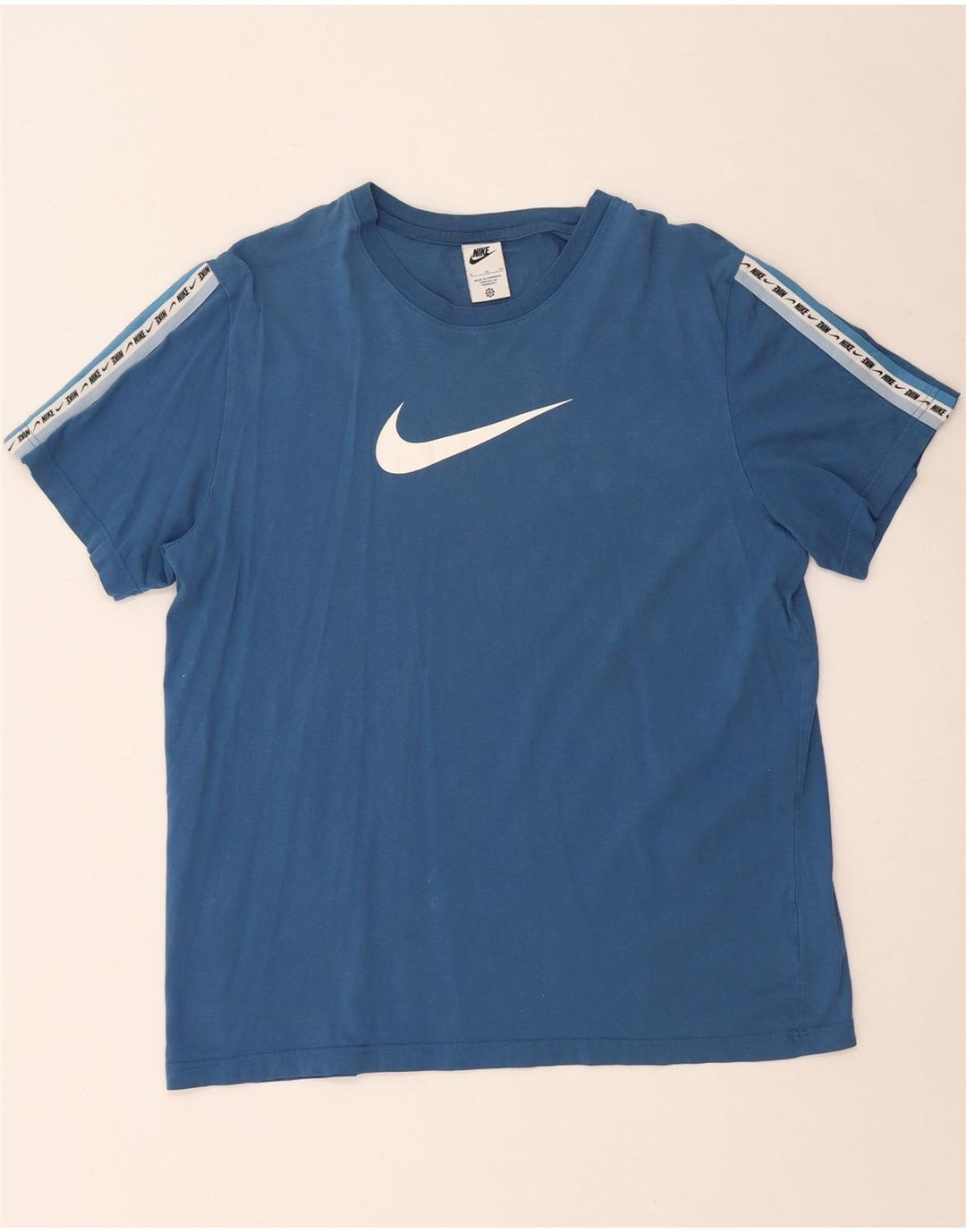 NIKE Grafisk T-shirt top til mænd XL Blå bomuld