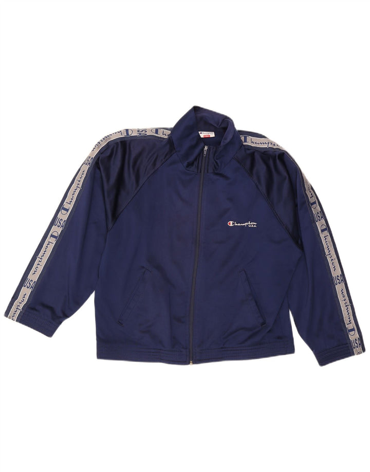 Champion Herre grafisk træningsdragt Topjakke XS Navy Blue Colourblock