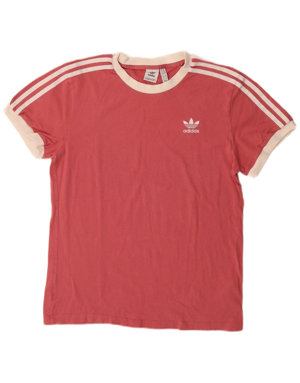 Adidas Oversized T-Shirt Top UK 6 XS Rød Colourblock Bomuld