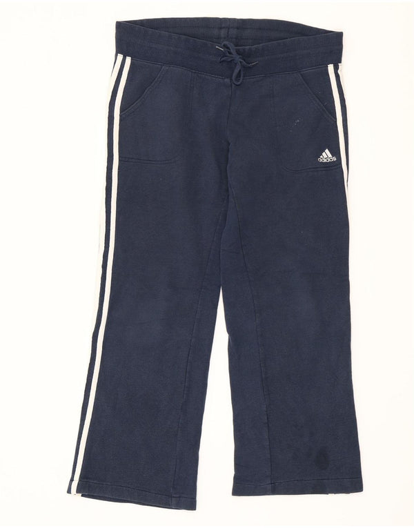 Adidas Womens Wide Leg Tracksuit Trousers UK 6 XS Navy Blue Cotton