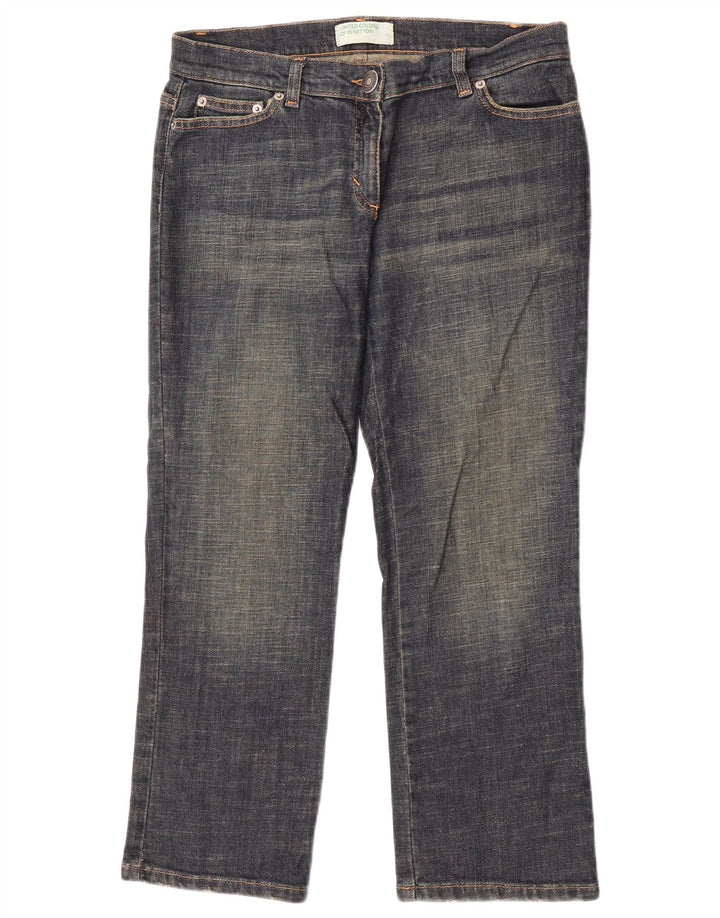 Benetton Dame Cropped Jeans IT 44 Medium W30 L25 Marineblå Bomuld