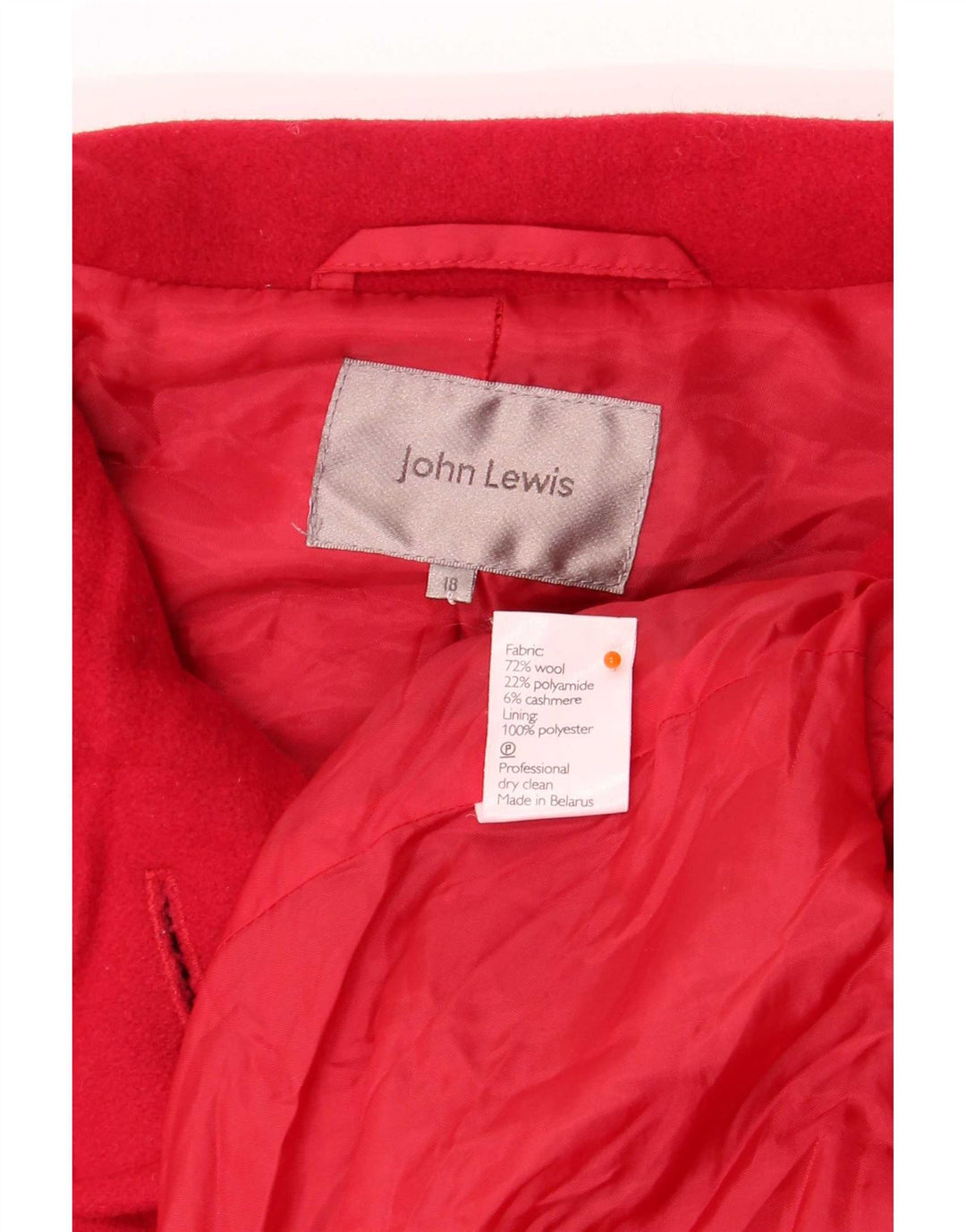 John Lewis Dame Overfrakke UK 18 XL Rød Uld