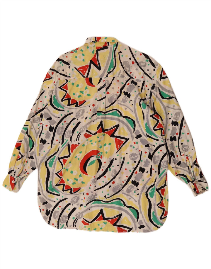 Vintage Dame Oversized Skjorte Bluse UK 14 Medium Multicolored Geometric