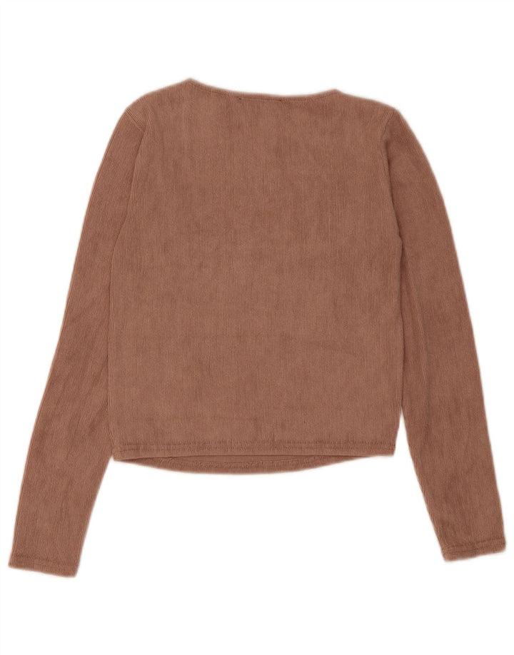 Zara Womens Crop Top Langærmet UK 12 Medium Brun Polyester
