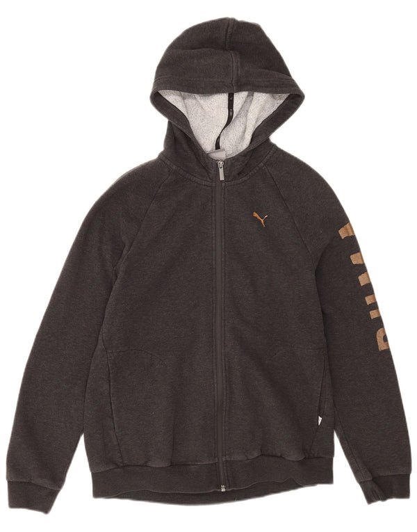 Puma Dame Grafisk Hættetrøje Sweater UK 14 Stor Grå Bomuld