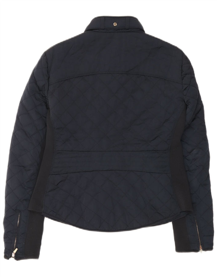 Zara Quiltet jakke til kvinder UK 14 Large Navy Blue