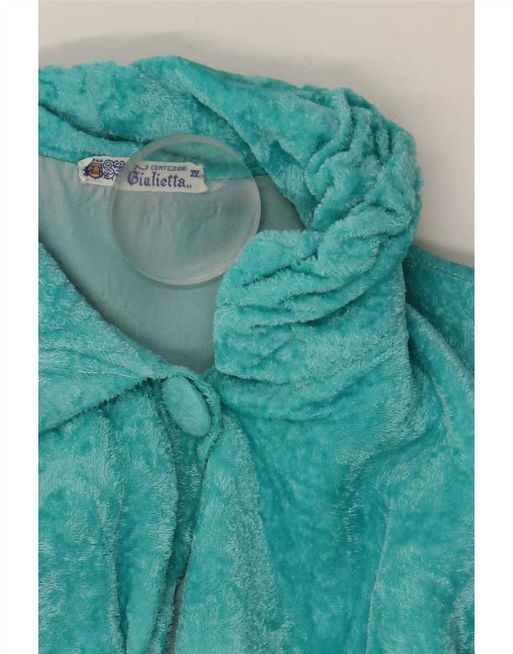 Vintage Dame Velour Robe Kjole UK 14 Medium Blue