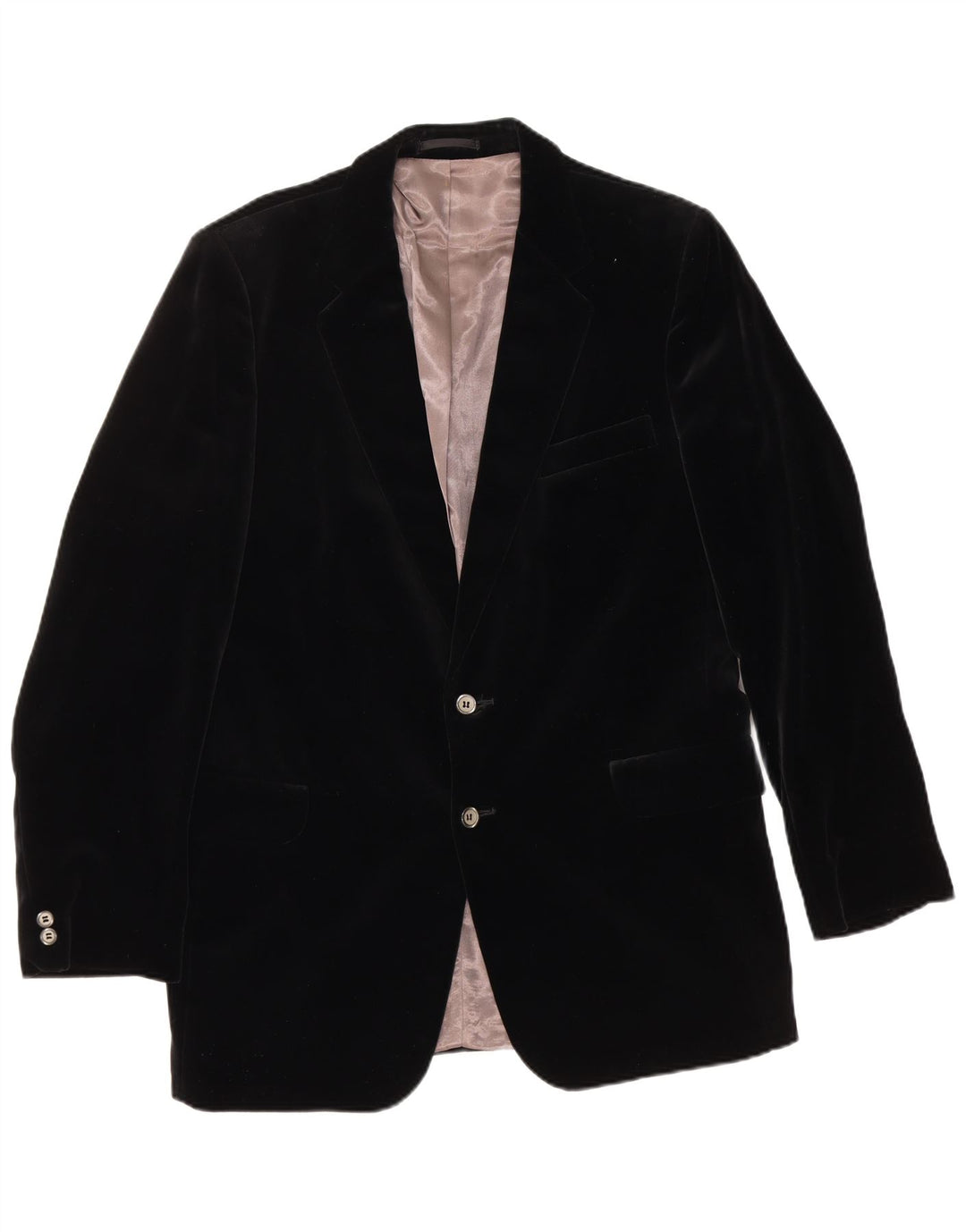 SHANNON Herre 2 Button Velvet Blazer Jacket UK 40 Large Black