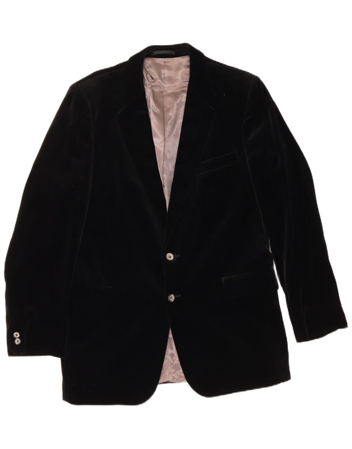SHANNON Herre 2 Button Velvet Blazer Jacket UK 40 Large Black