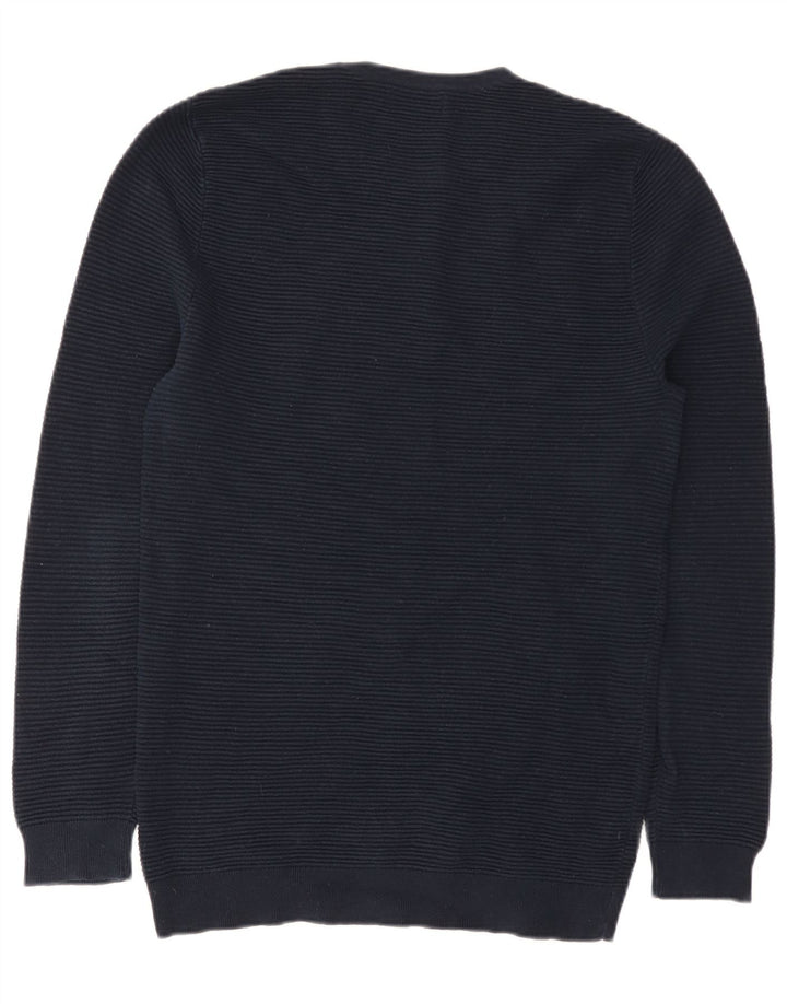 Zara Herre Crew Neck Jumper Sweater Large Navy Blue