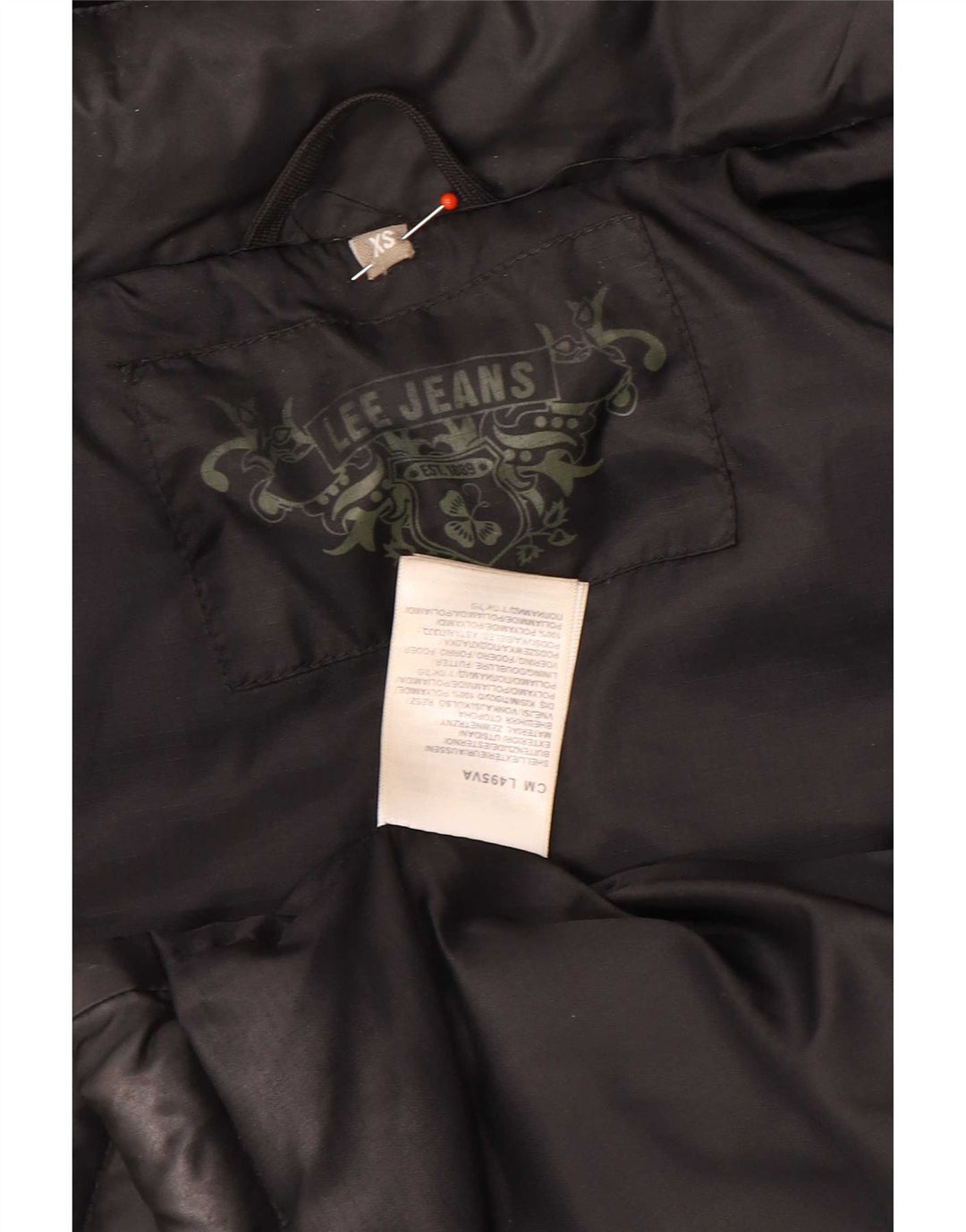 Lee Dame Hætte Oversized Polstret Jakke UK 6 XS Sort Polyamid