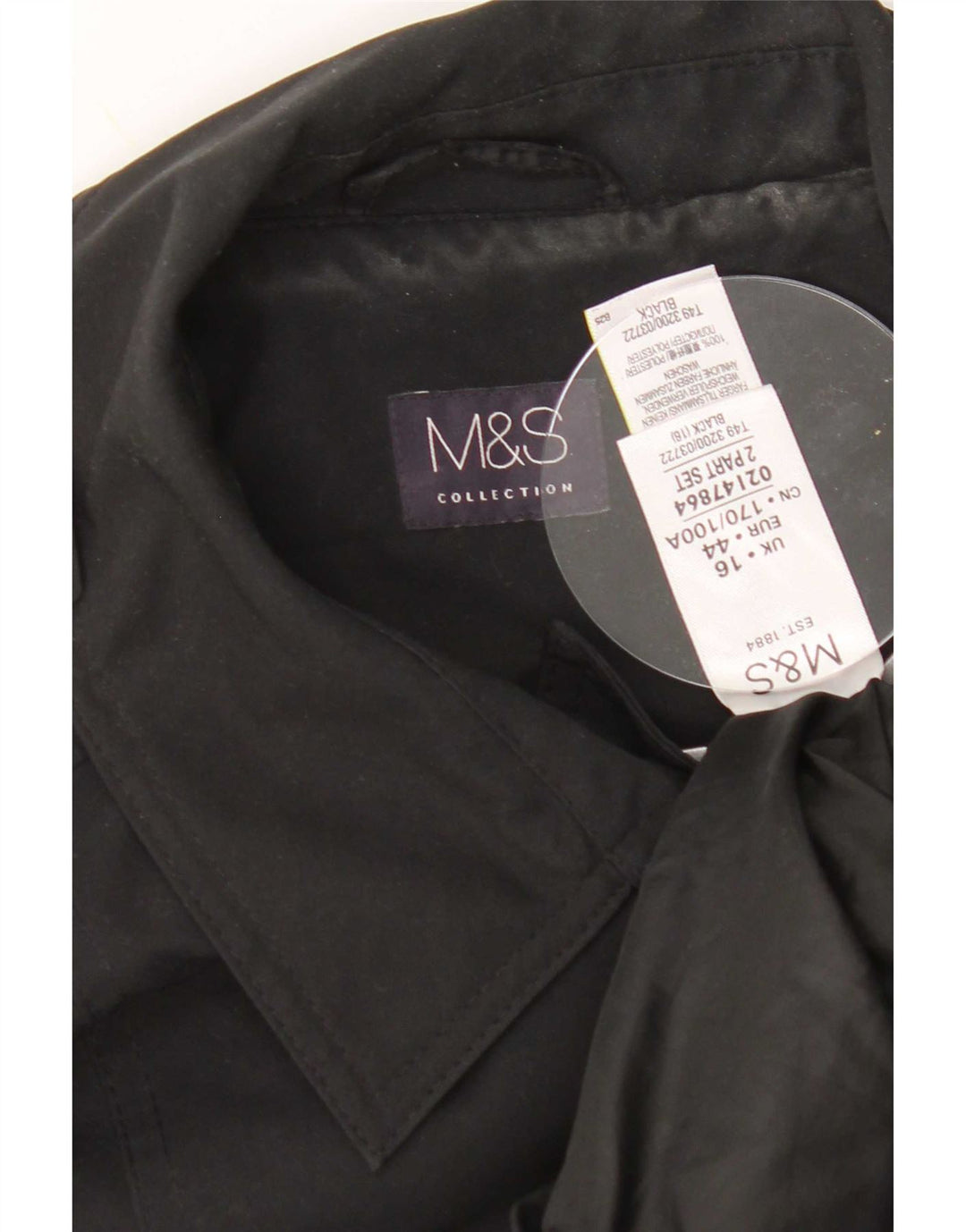 Marks & Spencer Trench Coat til kvinder UK 16 Stor sort polyester