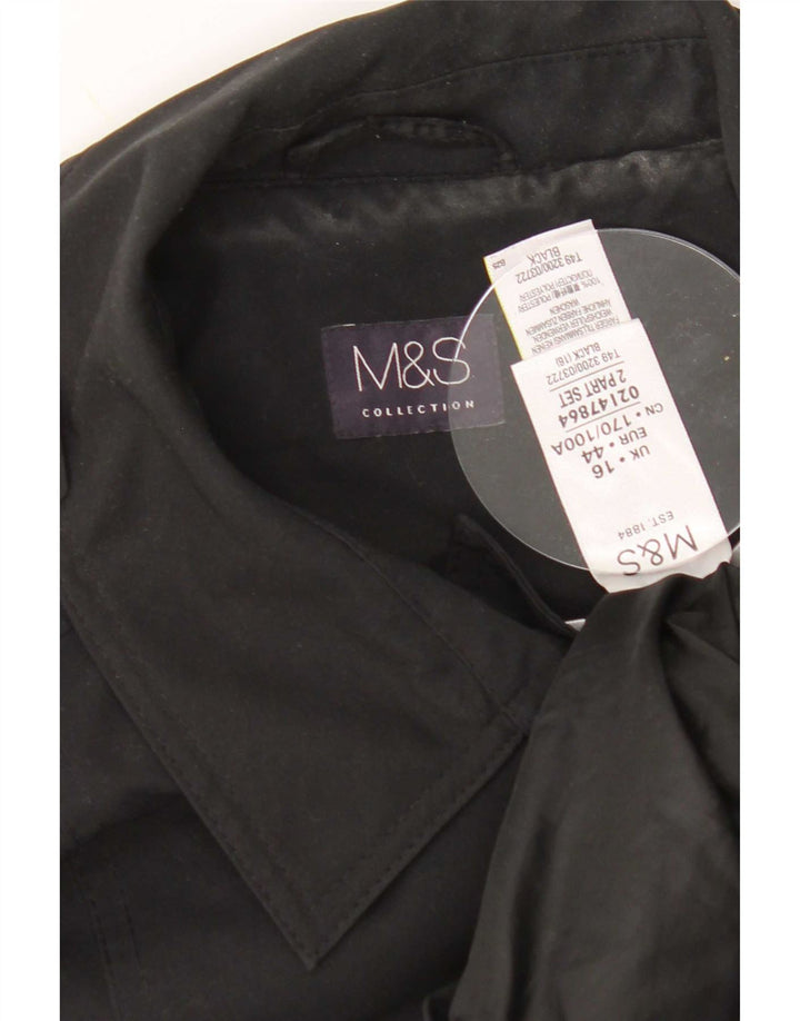 Marks & Spencer Trench Coat til kvinder UK 16 Stor sort polyester