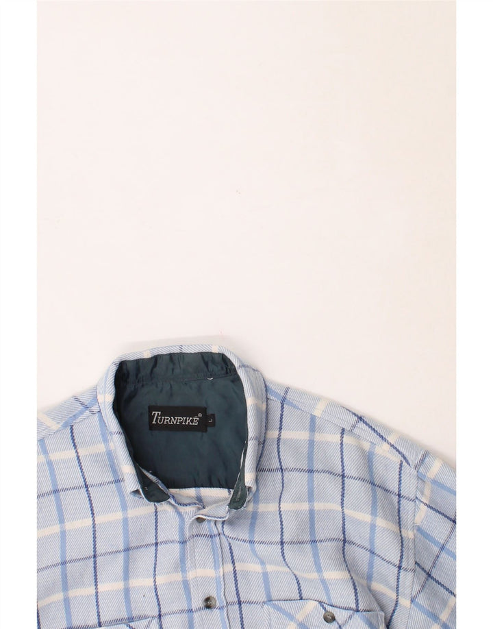 TURNPIKE Mens Flannel Shirt Large Blue Check Acrylic Classic Vintage Turnpike and Second-Hand Turnpike from Messina Hembry 