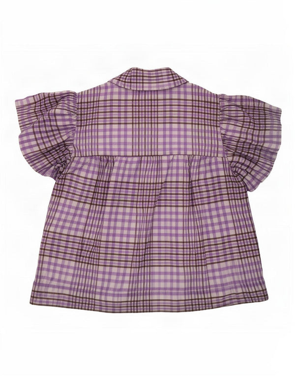Selected Femme Womens Front Tie Bluse Top UK 12 Medium Purple Check