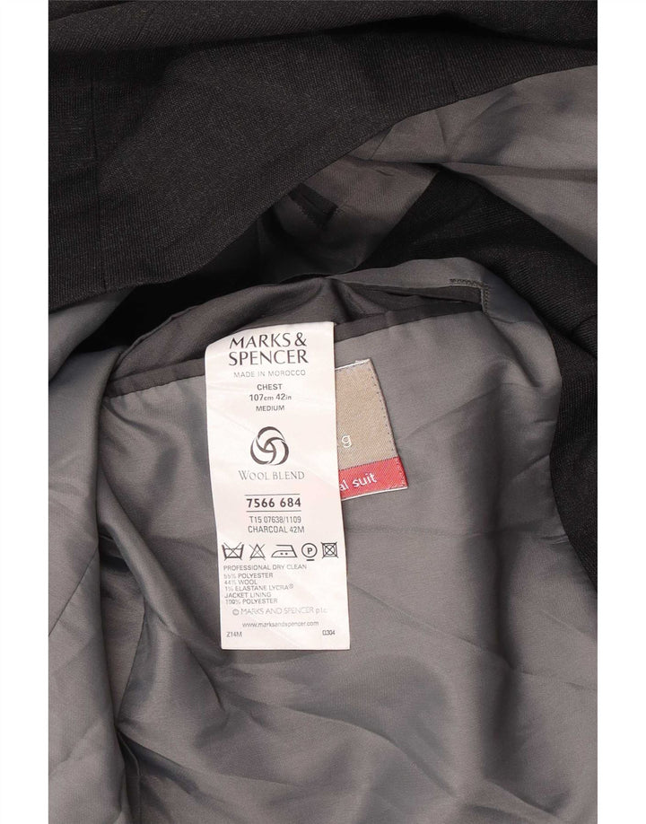 Marks & Spencer Herre 3-knaps blazerjakke UK 42 Stor grå polyester