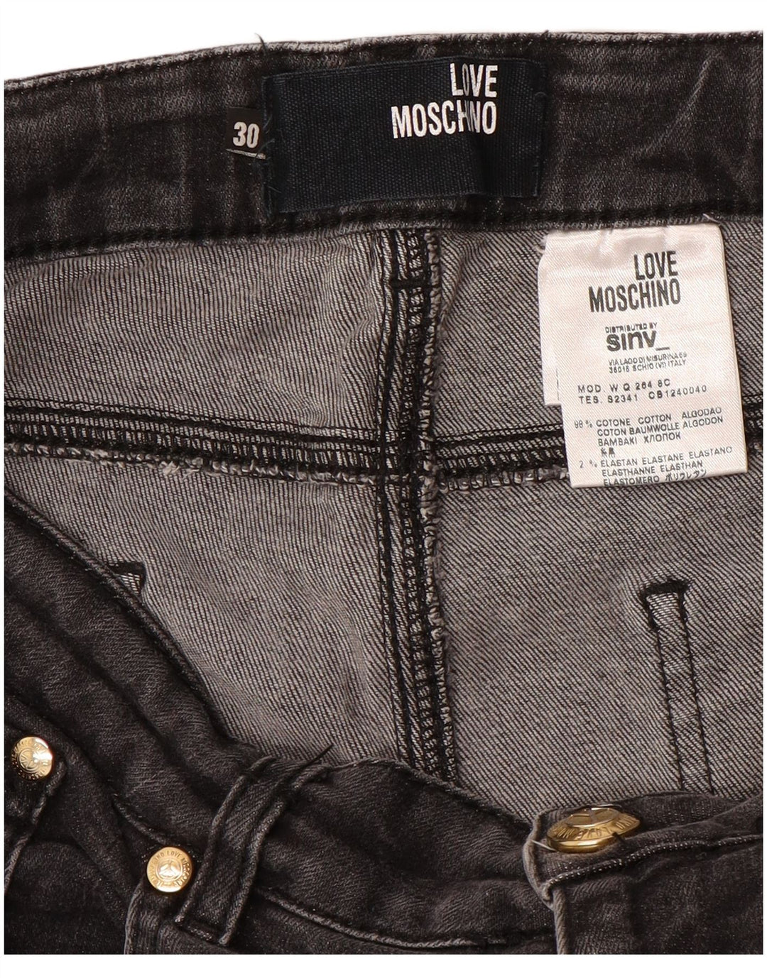 MOSCHINO Straight Jeans til kvinder W30 L31 Sort Bomuld