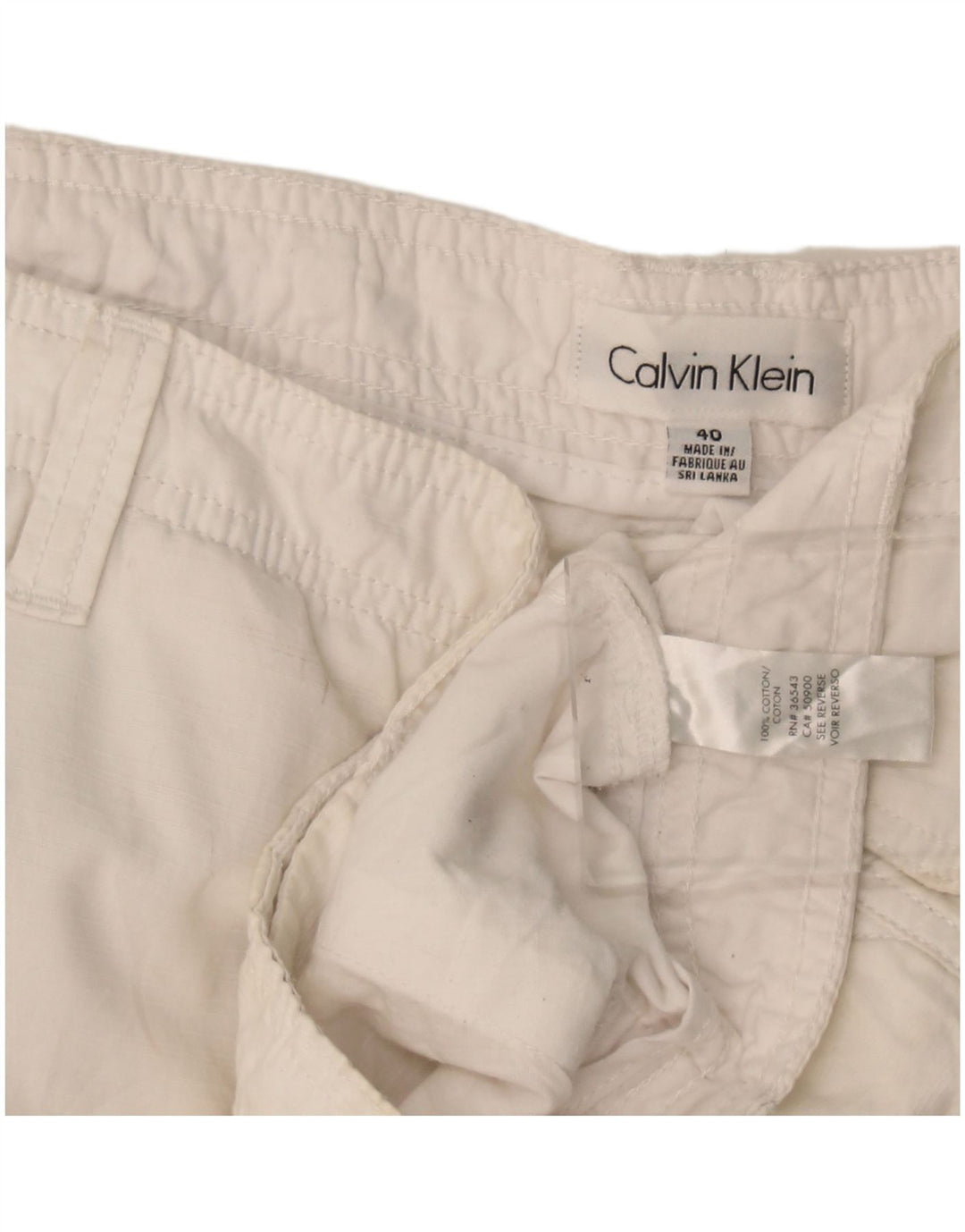 Calvin Klein Herre Cargo Shorts W40 XL Hvid Bomuld