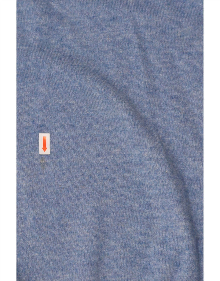 CREW CLOTHING Mens Zip Neck Jumper Sweater Small Blue Flecked Wool