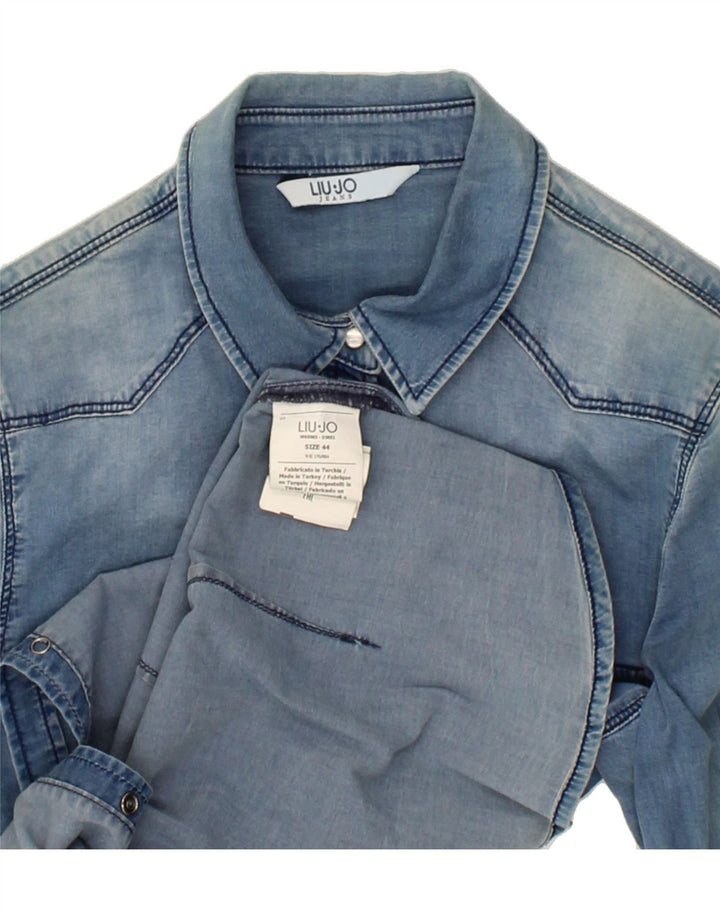 LIU JO Womens Denim Shirt IT 44 Medium Blue Cotton Vintage Liu Jo and Second-Hand Liu Jo from Messina Hembry 