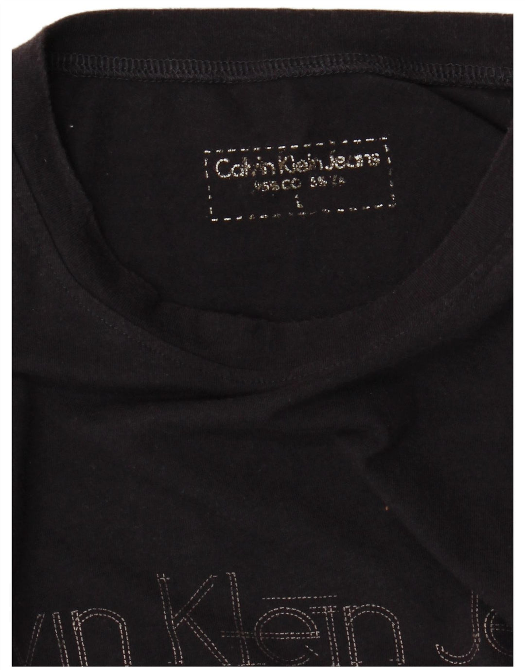 CALVIN KLEIN JEANS Dame Grafisk Top Langærmet UK 14 Large Navy Blue