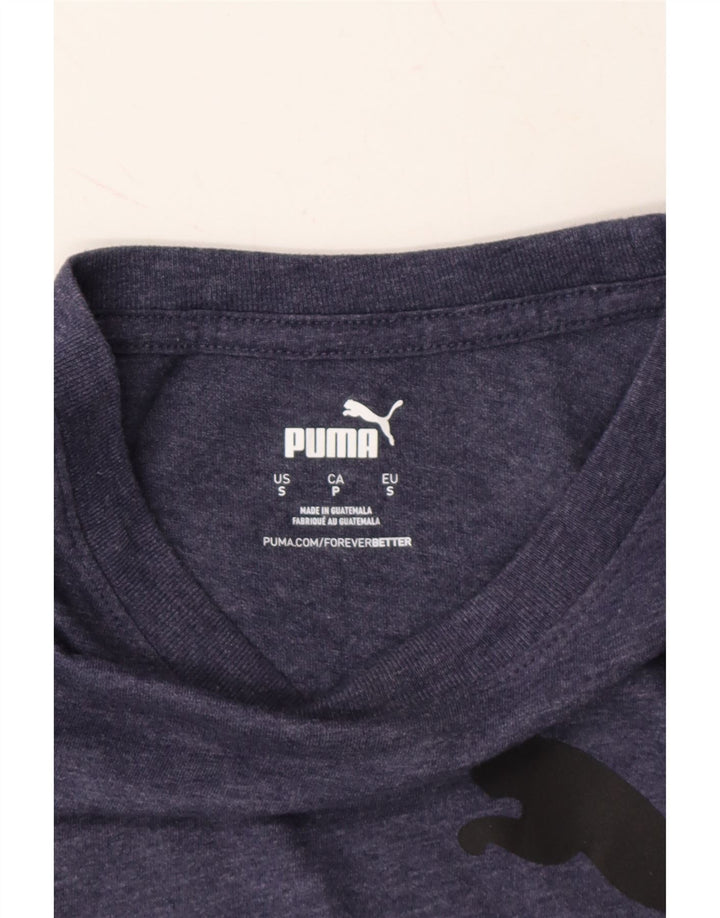 PUMA Mens Graphic T-Shirt Top Small Navy Blue Flecked Cotton Vintage Puma and Second-Hand Puma from Messina Hembry 