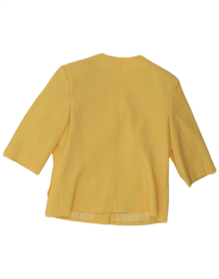 Vintage dame 4-knaps kortærmet blazerjakke UK 12 Medium Yellow