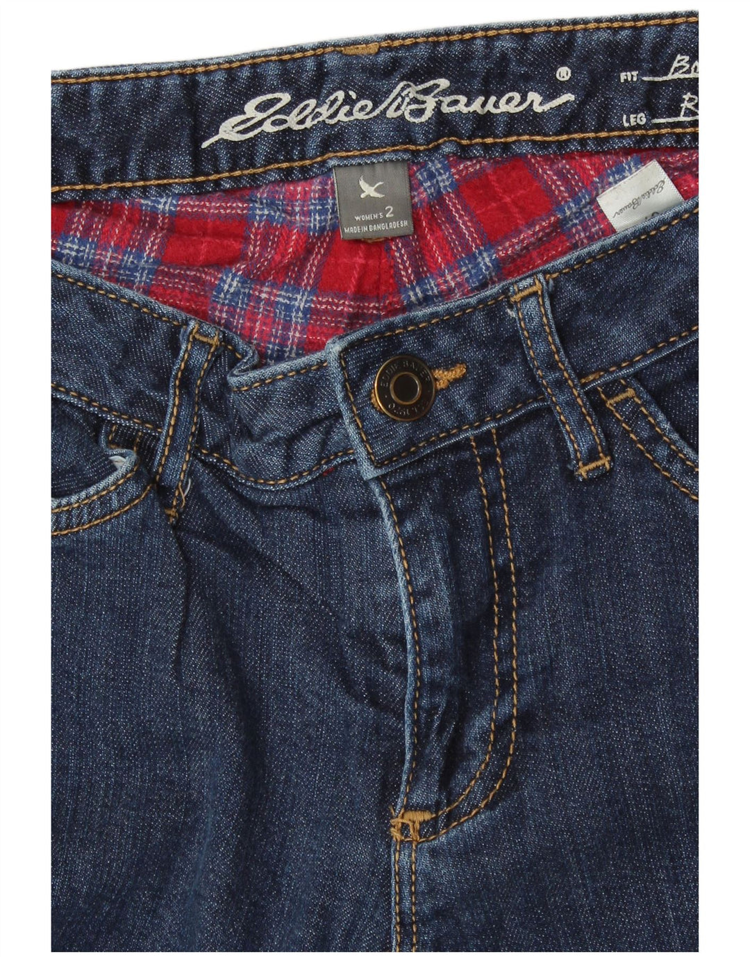 EDDIE BAUER Kvinde Kæreste Lige Jeans US 2 XS W27 L30 Blå