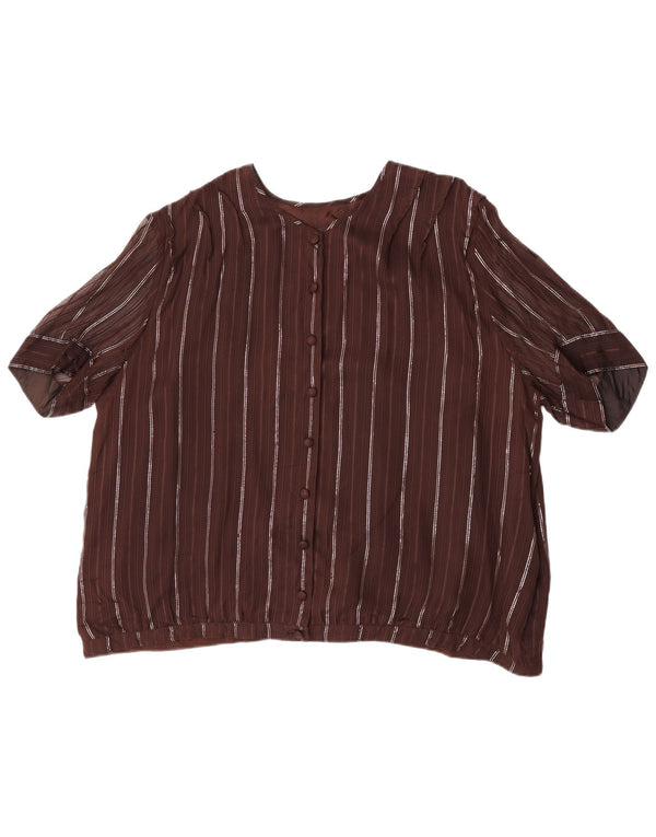 Vintage kvinders 2-delt nederdel sæt UK 22 3XL W42 brun stribet