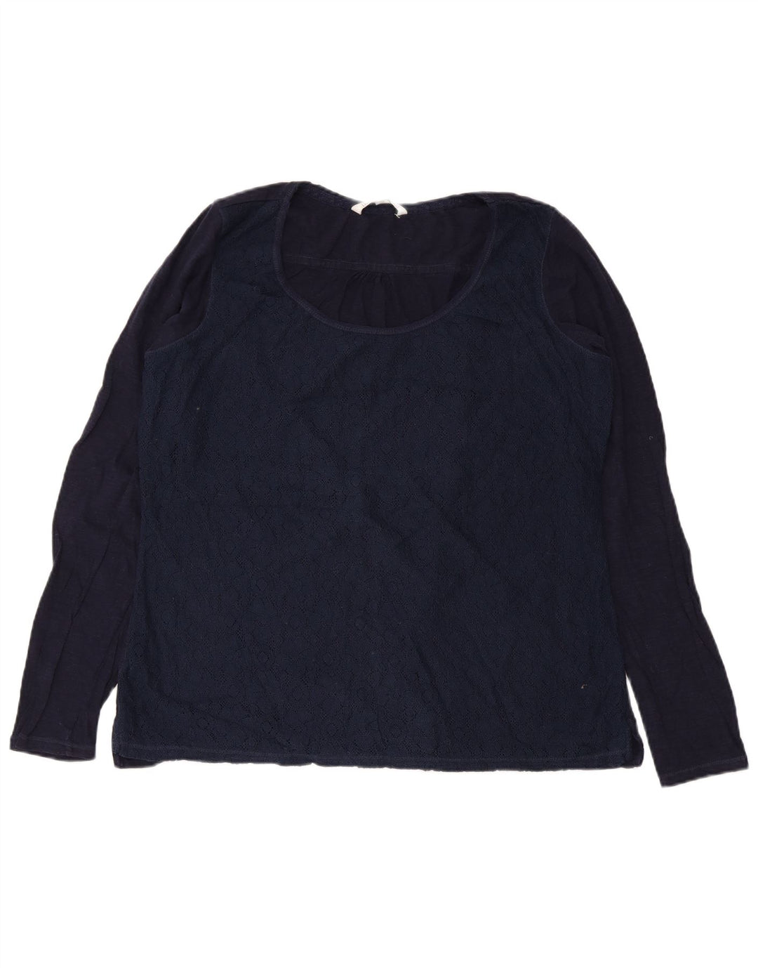 Fat Face Dame Langærmet Bluse Top UK 18 XL Navy Blue Floral Bomuld