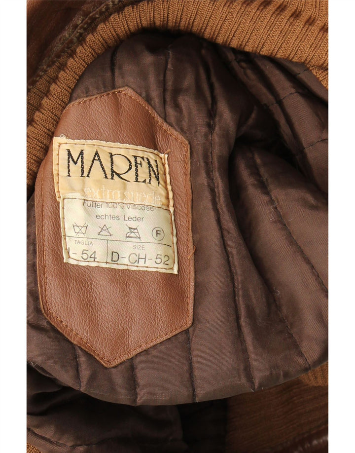 Maren Herre Læder Bomber Jacket IT 54 2XL Brun Læder