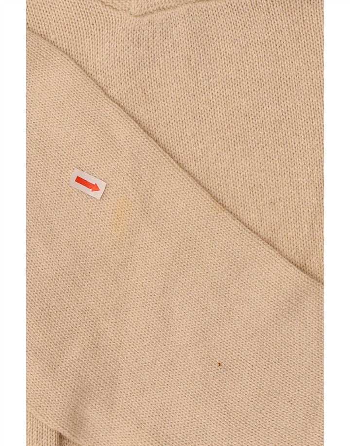 Zara Herre Shawl Neck Jumper Sweater Stor Beige Bomuld