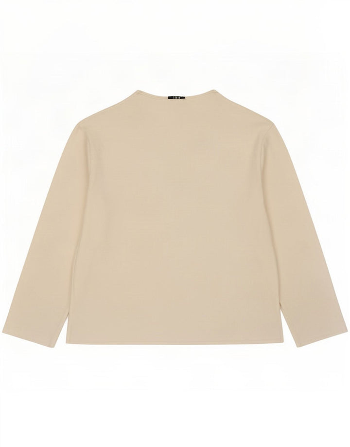 Zara Dame Top Langærmet UK 12 Medium Off White Bomuld