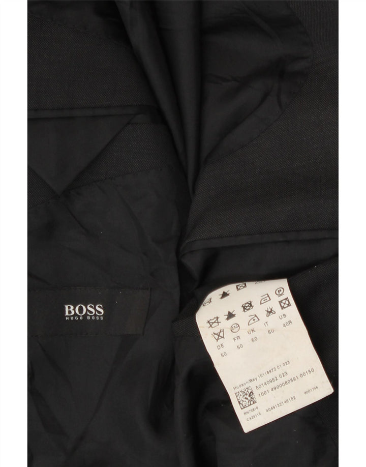 Hugo Boss Herre 2-knaps blazerjakke EU 50 Large Black Virgin Wool