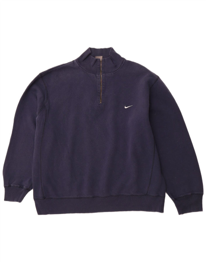 NIKE sweatshirt med lynlås til mænd UK 45/47 XL marineblå bomuld