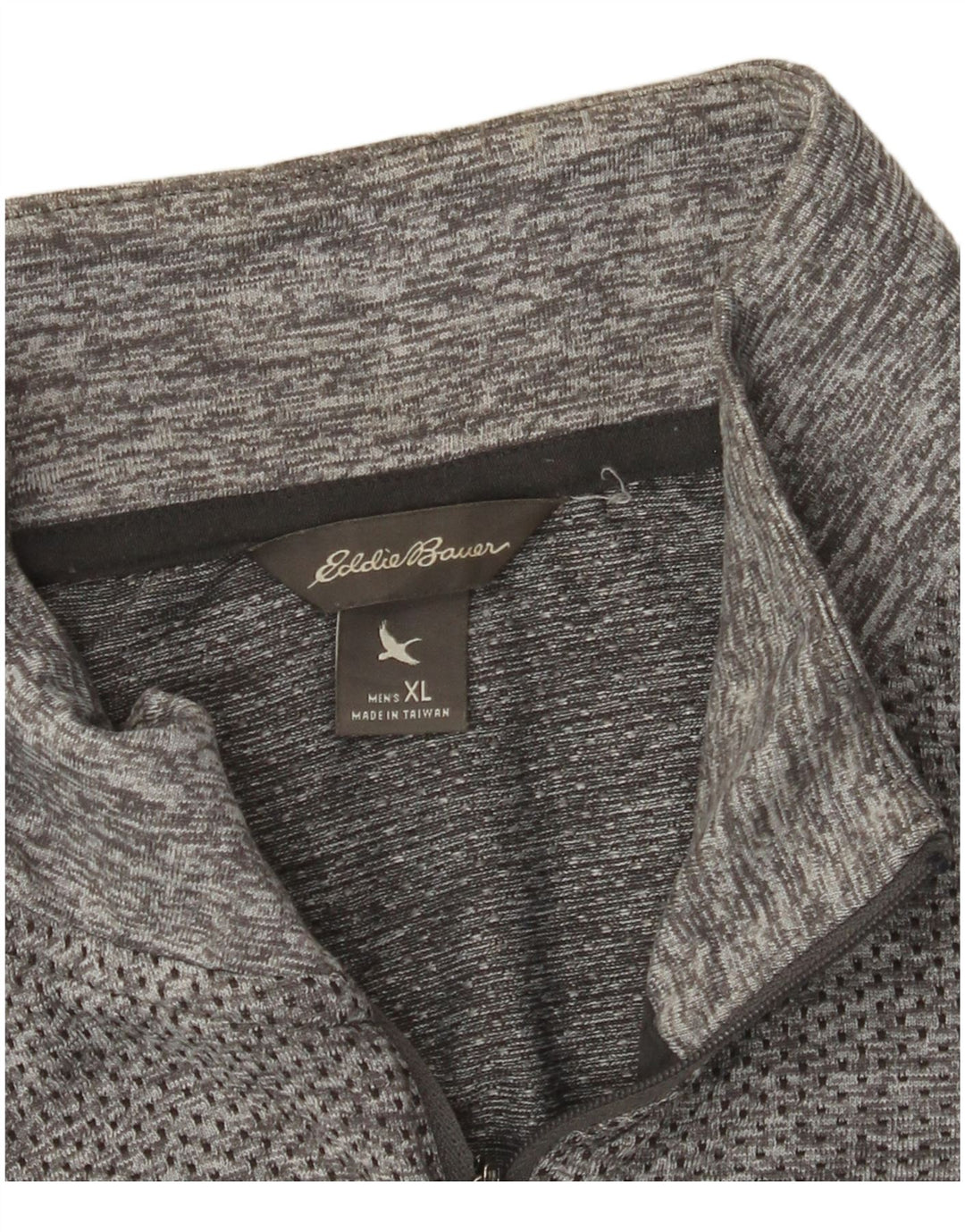 EDDIE BAUER Herre Zip Neck Pullover Træningsdragt Top XL Grå Flecked