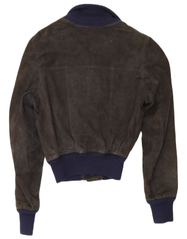 Reda Dame Ruskind Bomber Jacket UK 10 Small Black Colourblock Læder