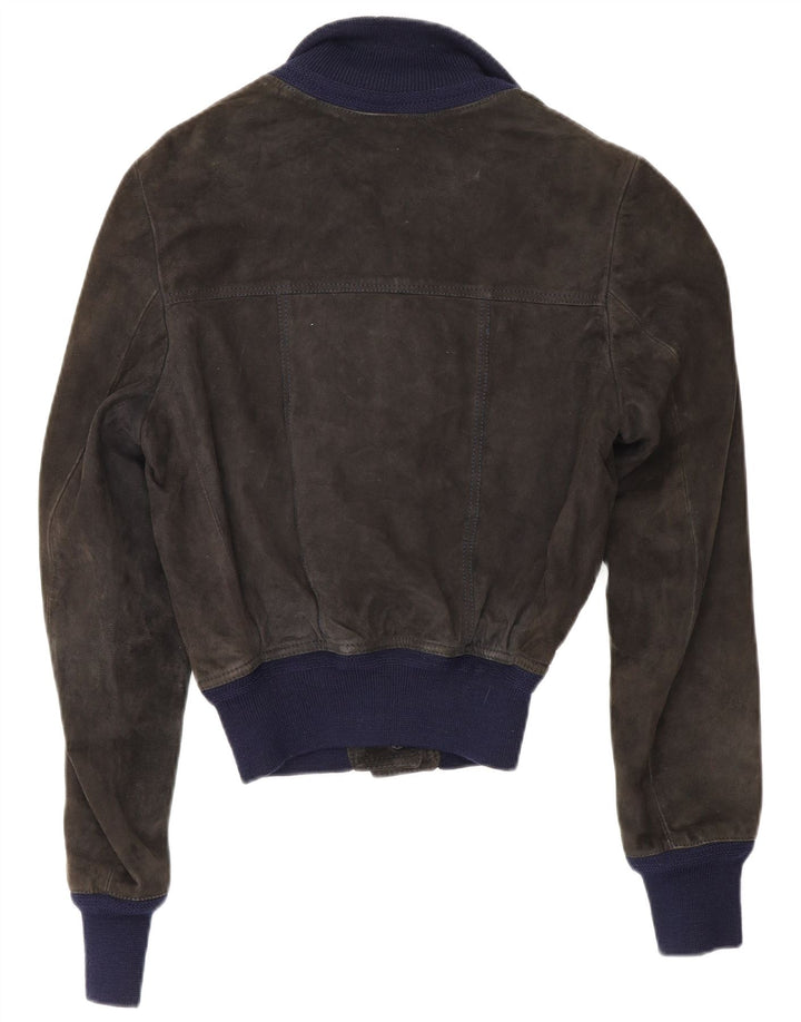 Reda Dame Ruskind Bomber Jacket UK 10 Small Black Colourblock Læder