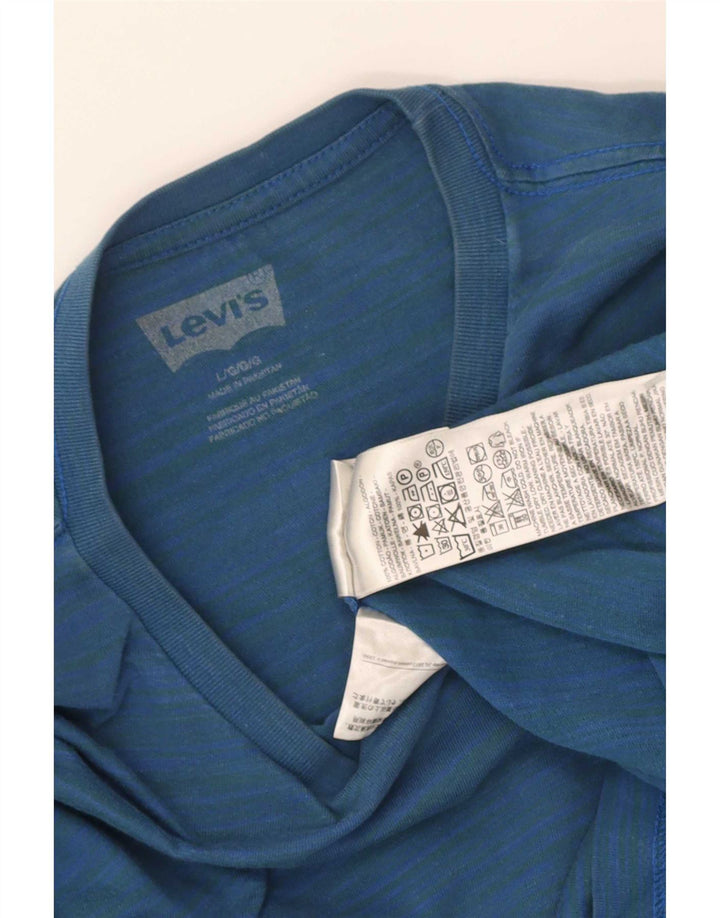 Levi's Herre Top Langærmet Stor Blå Nålestribet Bomuld