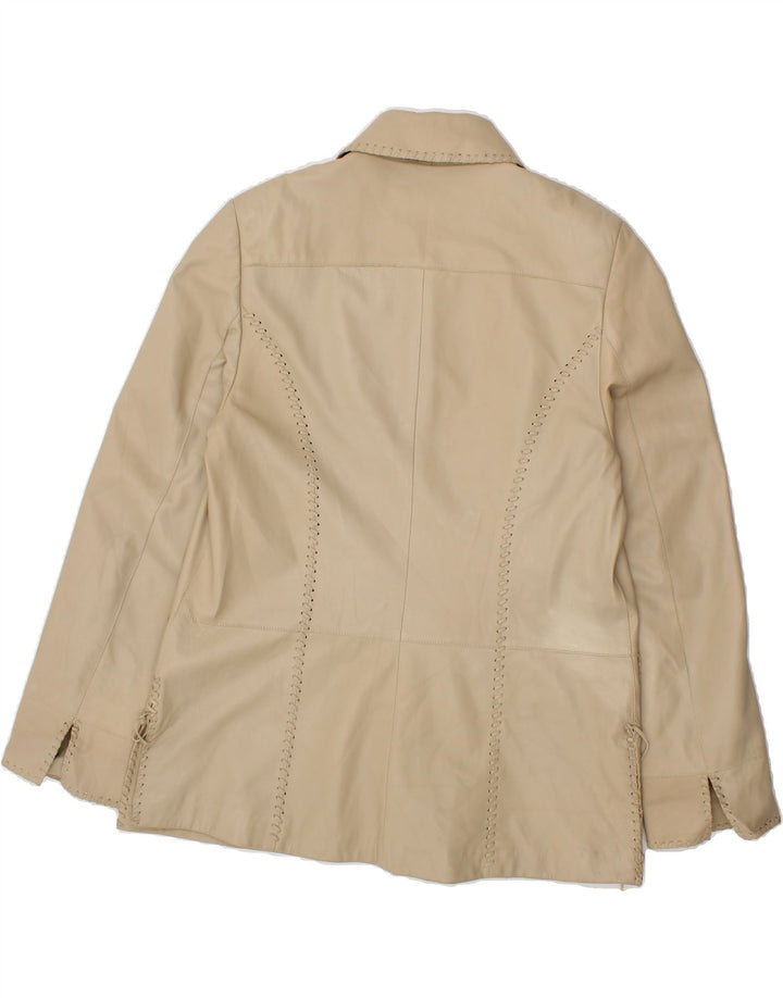 VINTAGE Womens Leather Jacket IT 48 XL Beige Leather Vintage Vintage and Second-Hand Vintage from Messina Hembry 
