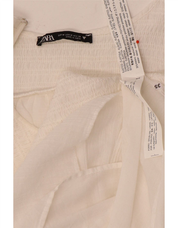 Zara Solkjole til kvinder UK 12 Medium White Polyester