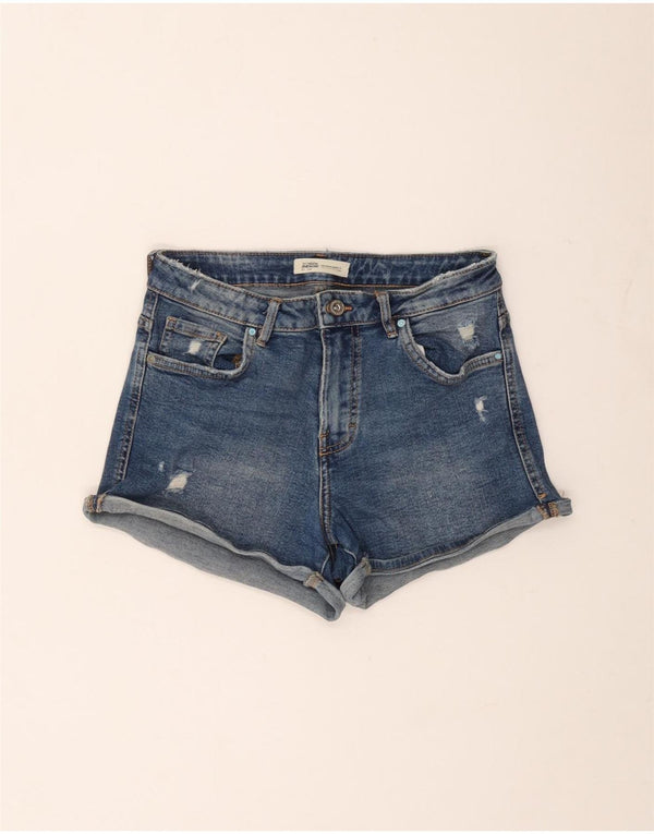 Zara Womens Distressed Denim Shorts EU 36 XS W26 Blå