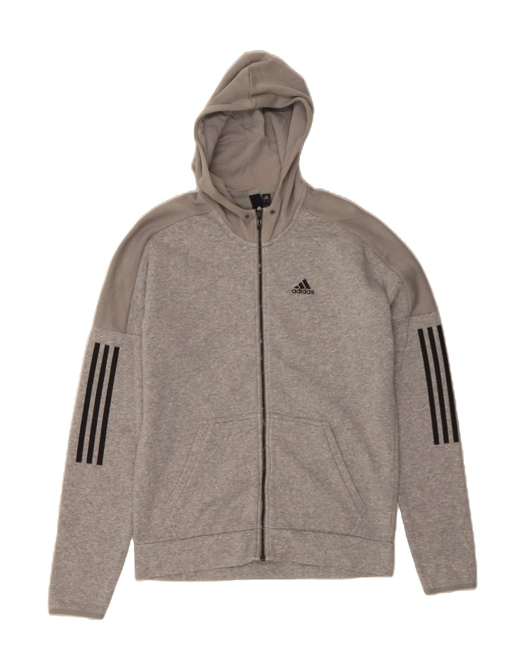 ADIDAS Mens Zip Hoodie Sweater Medium Grey Colourblock Polyester Vintage Adidas and Second-Hand Adidas from Messina Hembry 