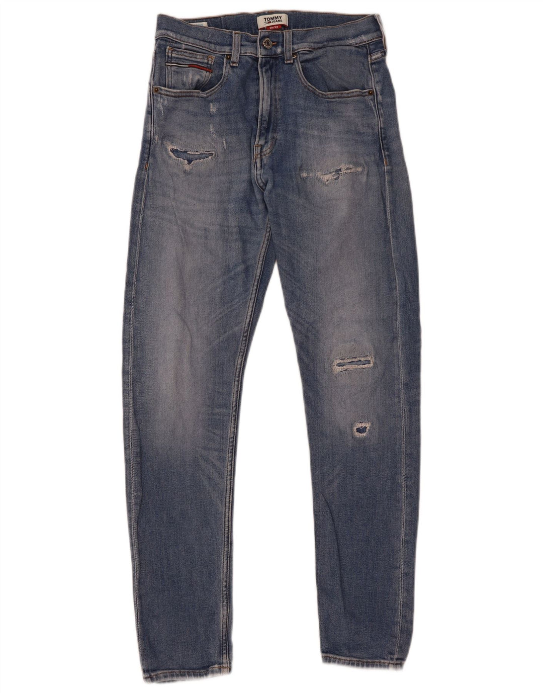 Tommy Hilfiger Herre Distressed Slim Jeans W28 L30 Blå Bomuld