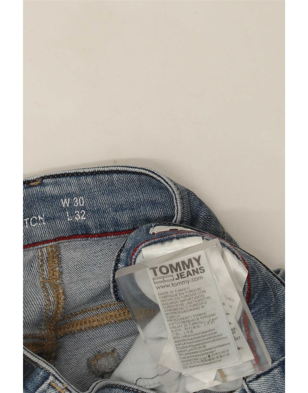 Tommy Hilfiger Herre Slim Jeans W30 L32 Blå Bomuld